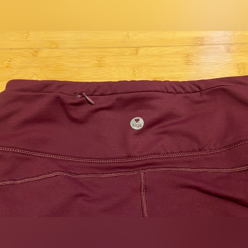 Plum Fleece Lined Flare Leggings High Waisted Yoga Pants Contour Seam - Picture 3 of 9